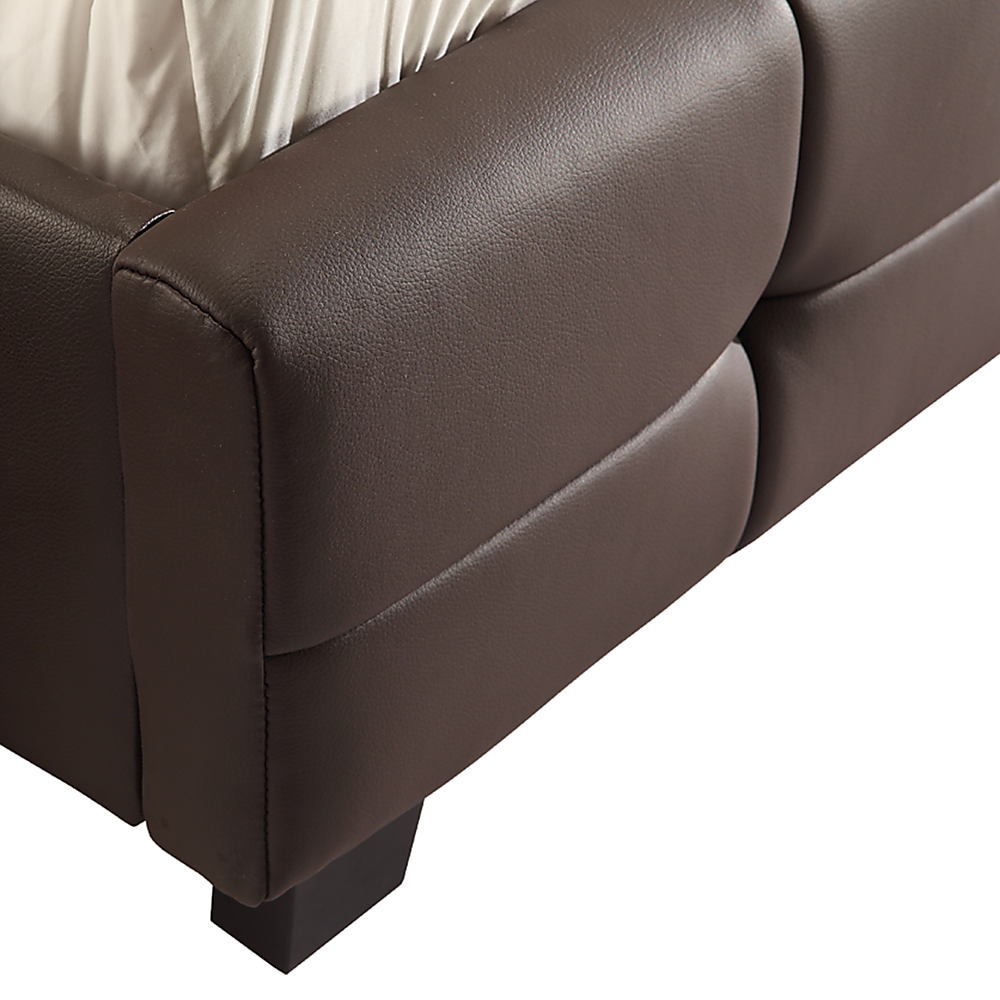 Double PU Leather Deluxe Bed Frame Brown - Cosy Abode