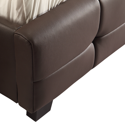 Double PU Leather Deluxe Bed Frame Brown - Cosy Abode