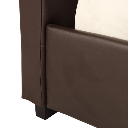 Double PU Leather Deluxe Bed Frame Brown - Cosy Abode