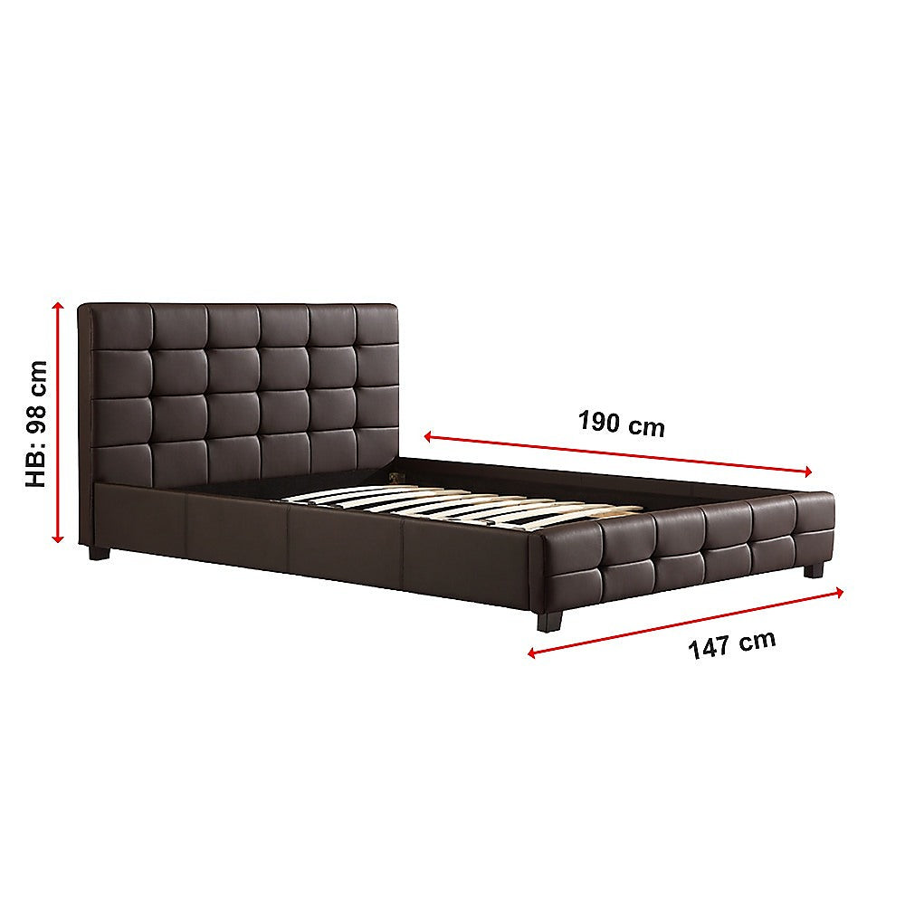 Double PU Leather Deluxe Bed Frame Brown - Cosy Abode