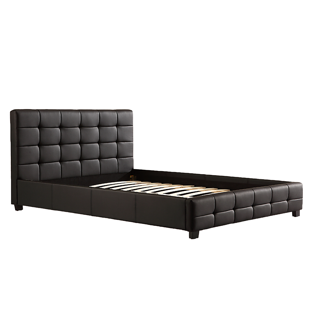 Double PU Leather Deluxe Bed Frame Black - Cosy Abode