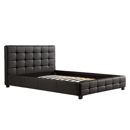 Double PU Leather Deluxe Bed Frame Black - Cosy Abode