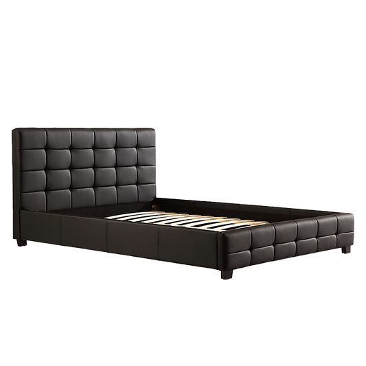 Double PU Leather Deluxe Bed Frame Black - Cosy Abode