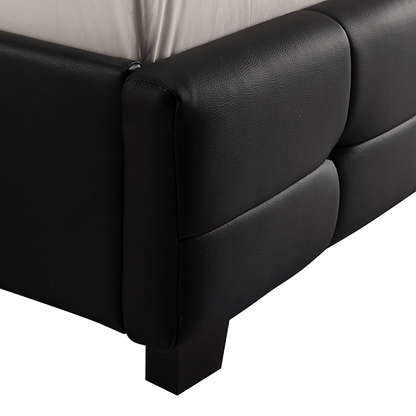 Double PU Leather Deluxe Bed Frame Black - Cosy Abode