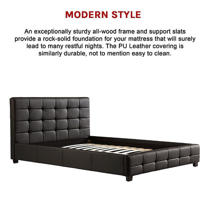 Double PU Leather Deluxe Bed Frame Black - Cosy Abode
