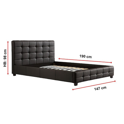 Double PU Leather Deluxe Bed Frame Black - Cosy Abode