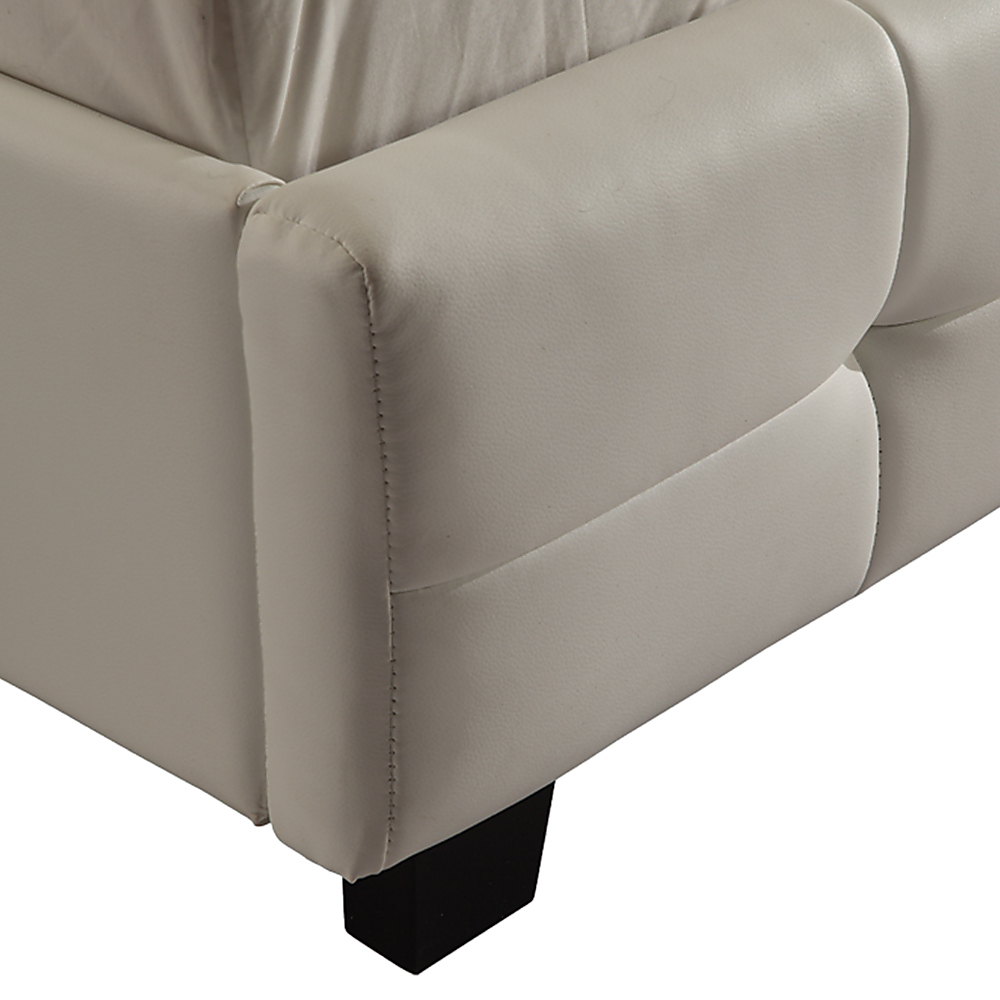 Queen PU Leather Deluxe Bed Frame White - Cosy Abode