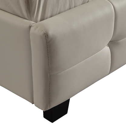 Queen PU Leather Deluxe Bed Frame White - Cosy Abode
