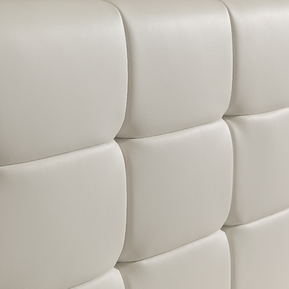 Queen PU Leather Deluxe Bed Frame White - Cosy Abode