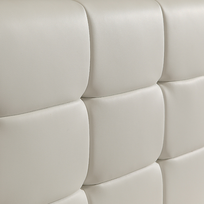 Queen PU Leather Deluxe Bed Frame White - Cosy Abode