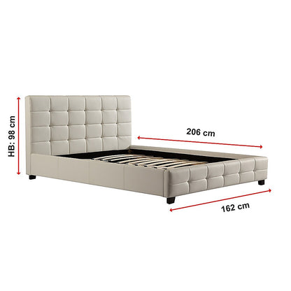Queen PU Leather Deluxe Bed Frame White - Cosy Abode