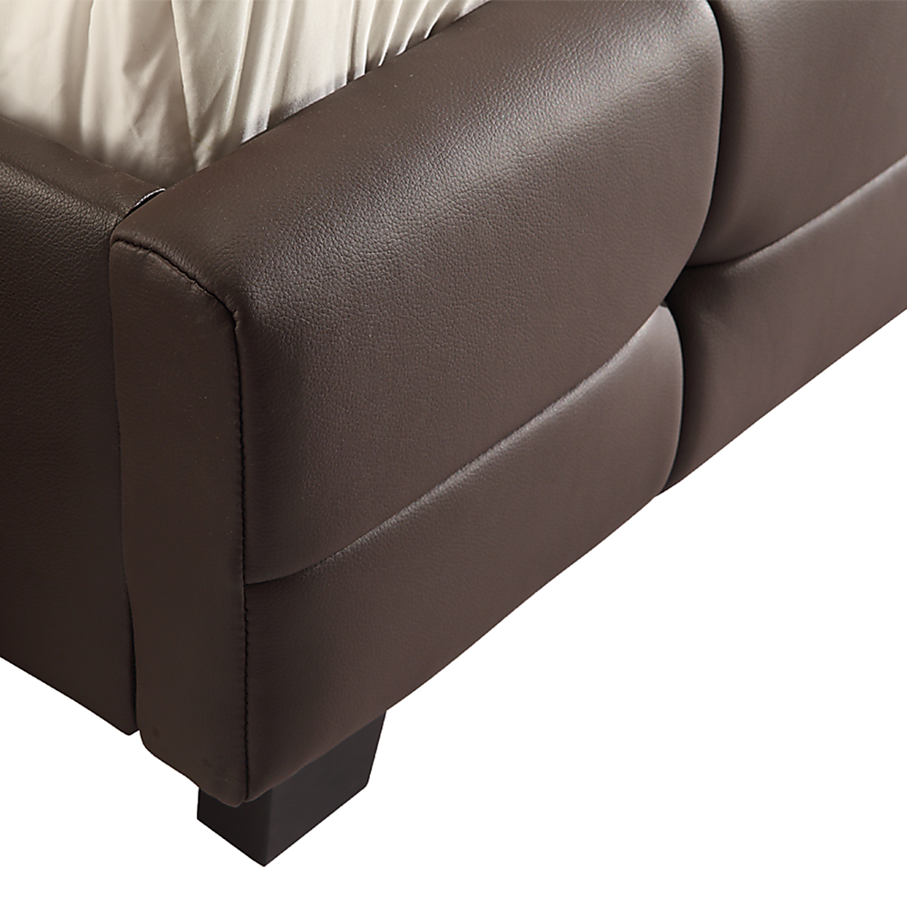 Queen PU Leather Deluxe Bed Frame Brown - Cosy Abode