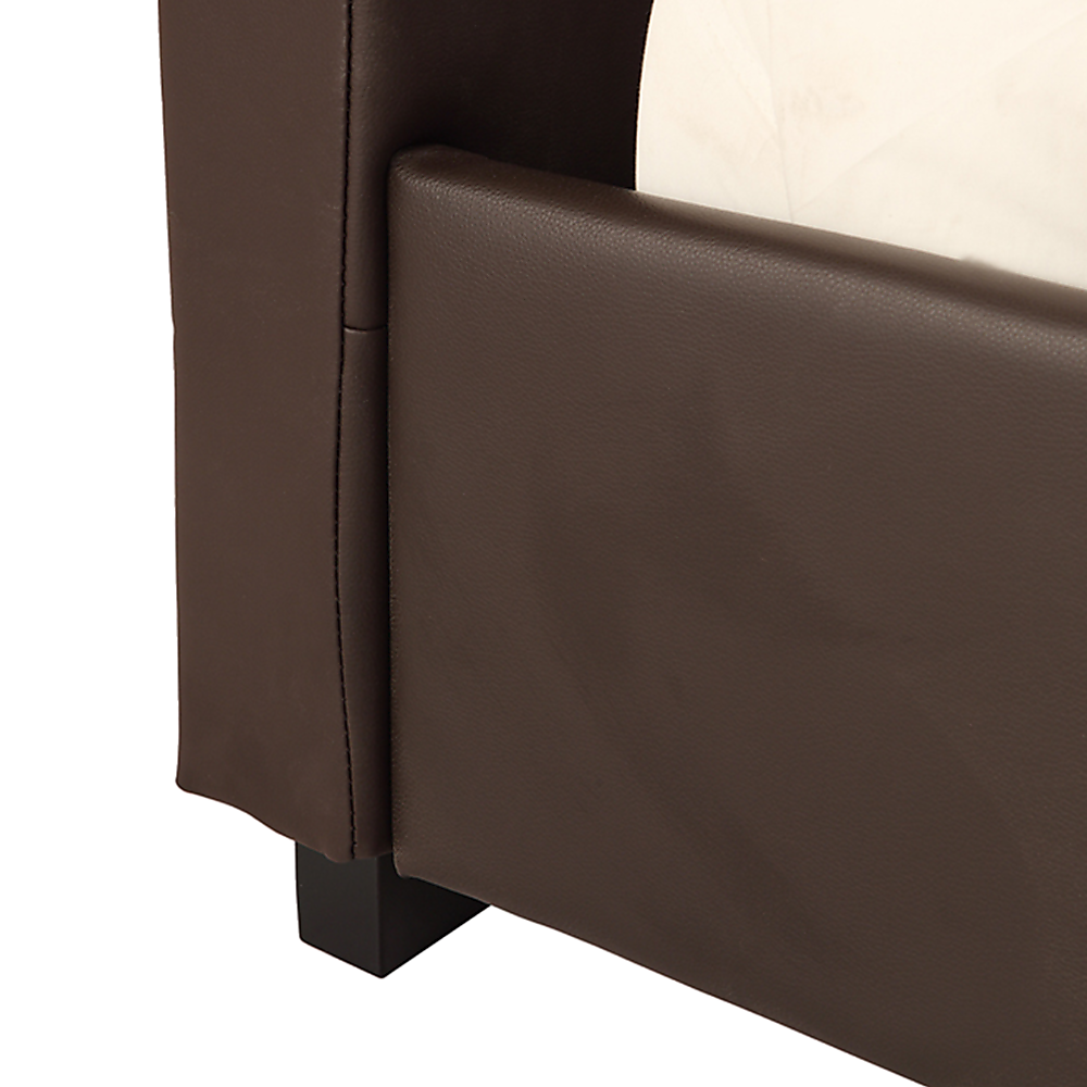 Queen PU Leather Deluxe Bed Frame Brown - Cosy Abode
