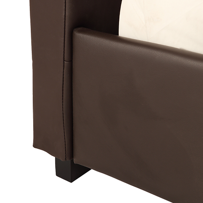 Queen PU Leather Deluxe Bed Frame Brown - Cosy Abode