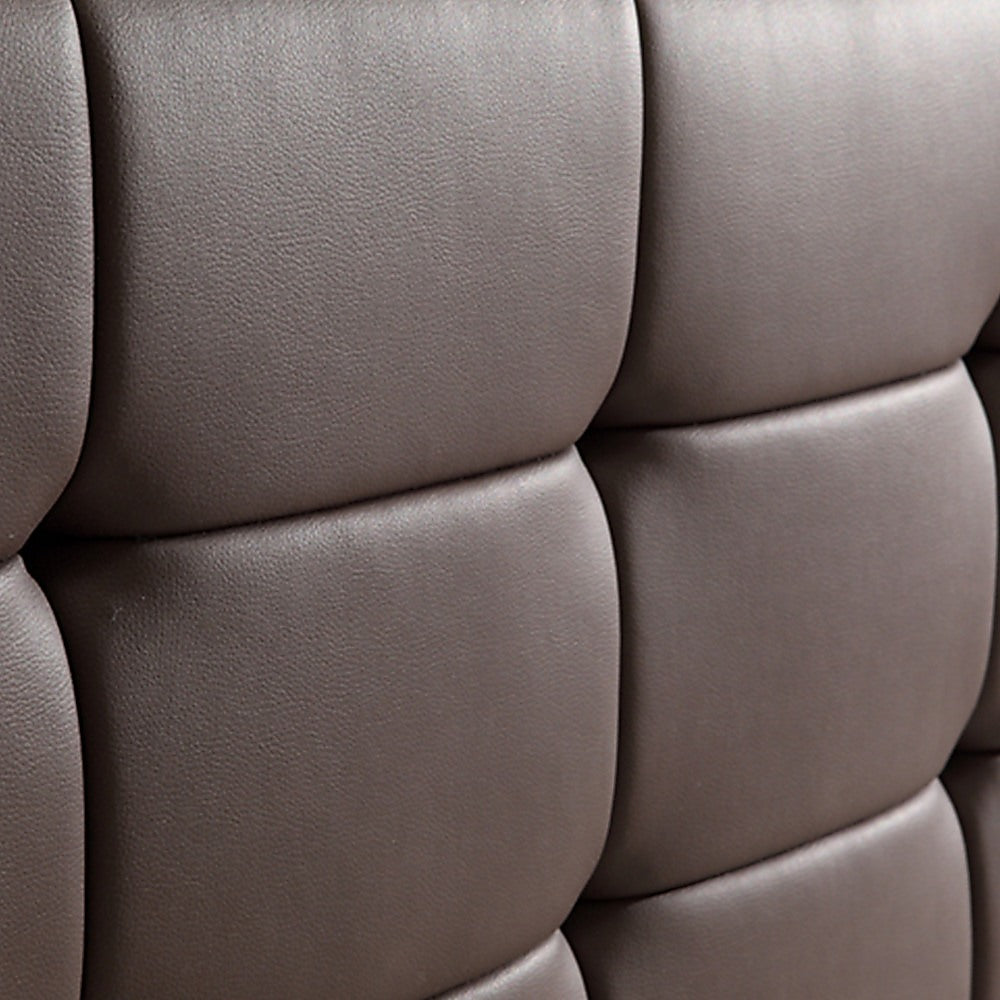 Queen PU Leather Deluxe Bed Frame Brown - Cosy Abode