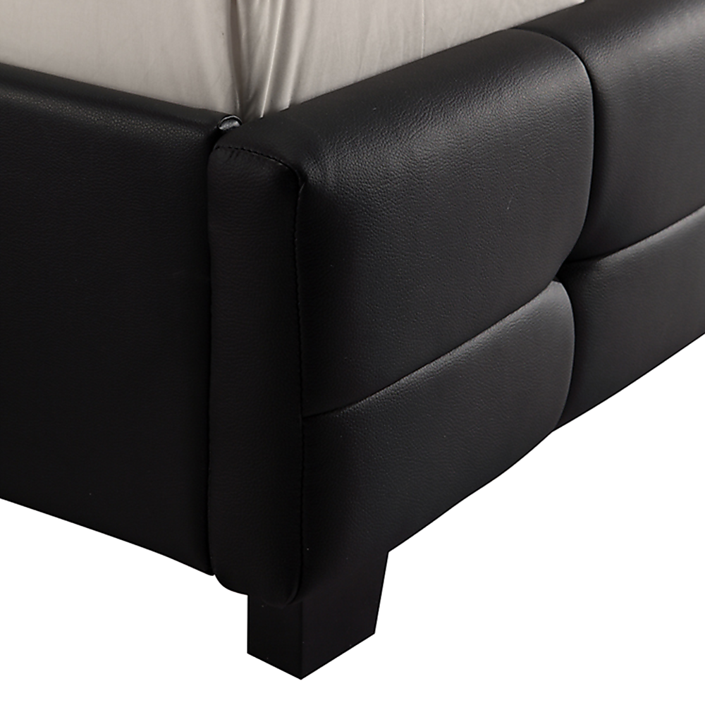 Queen PU Leather Deluxe Bed Frame Black - Cosy Abode