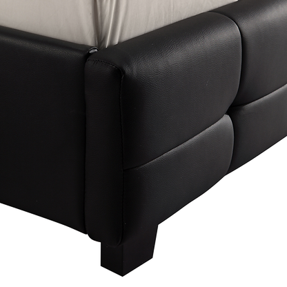 Queen PU Leather Deluxe Bed Frame Black - Cosy Abode