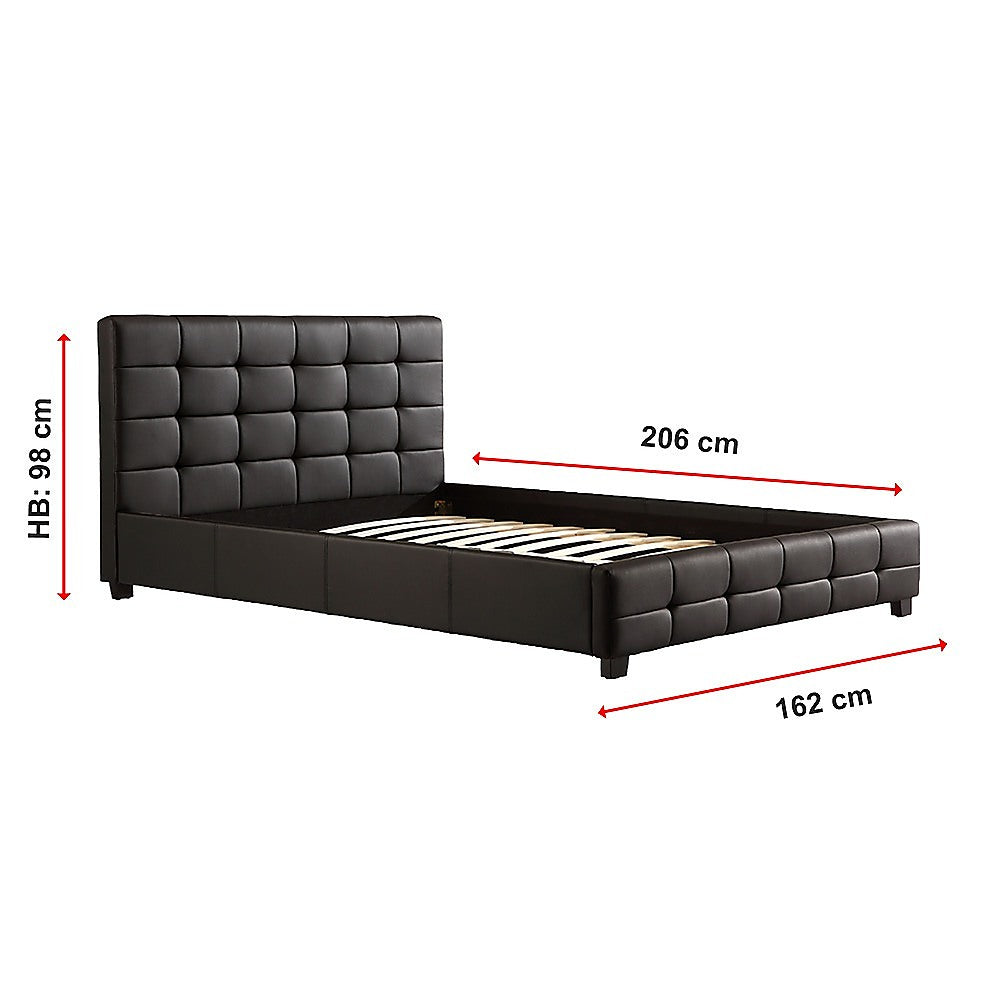 Queen PU Leather Deluxe Bed Frame Black - Cosy Abode