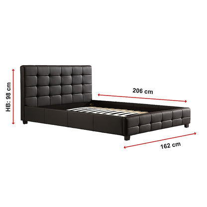 Queen PU Leather Deluxe Bed Frame Black - Cosy Abode