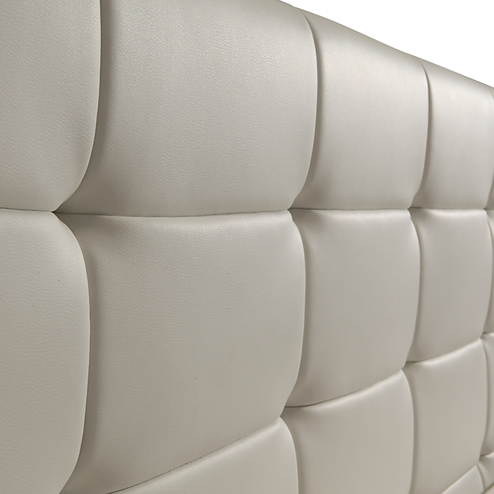 King PU Leather Deluxe Bed Frame White - Cosy Abode