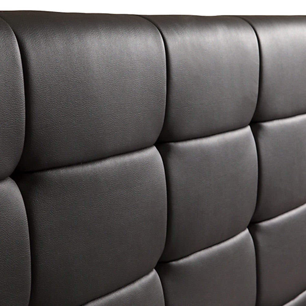 King PU Leather Deluxe Bed Frame Black - Cosy Abode