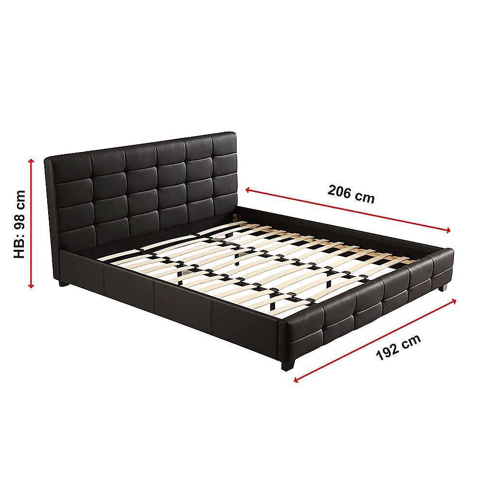 King PU Leather Deluxe Bed Frame Black - Cosy Abode