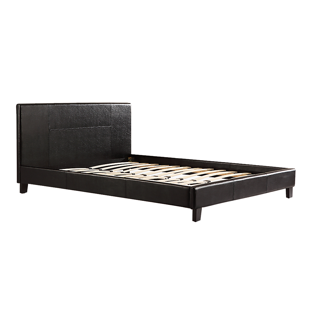 Queen PU Leather Bed Frame Black - Cosy Abode