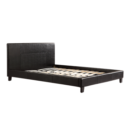 Queen PU Leather Bed Frame Black - Cosy Abode
