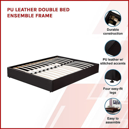 PU Leather Double Bed Ensemble Frame - Cosy Abode