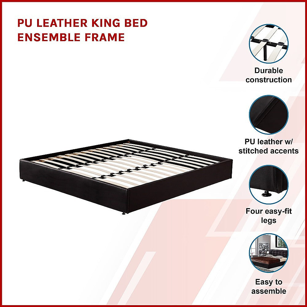 PU Leather King Bed Ensemble Frame - Cosy Abode