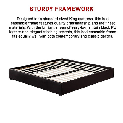PU Leather King Bed Ensemble Frame - Cosy Abode