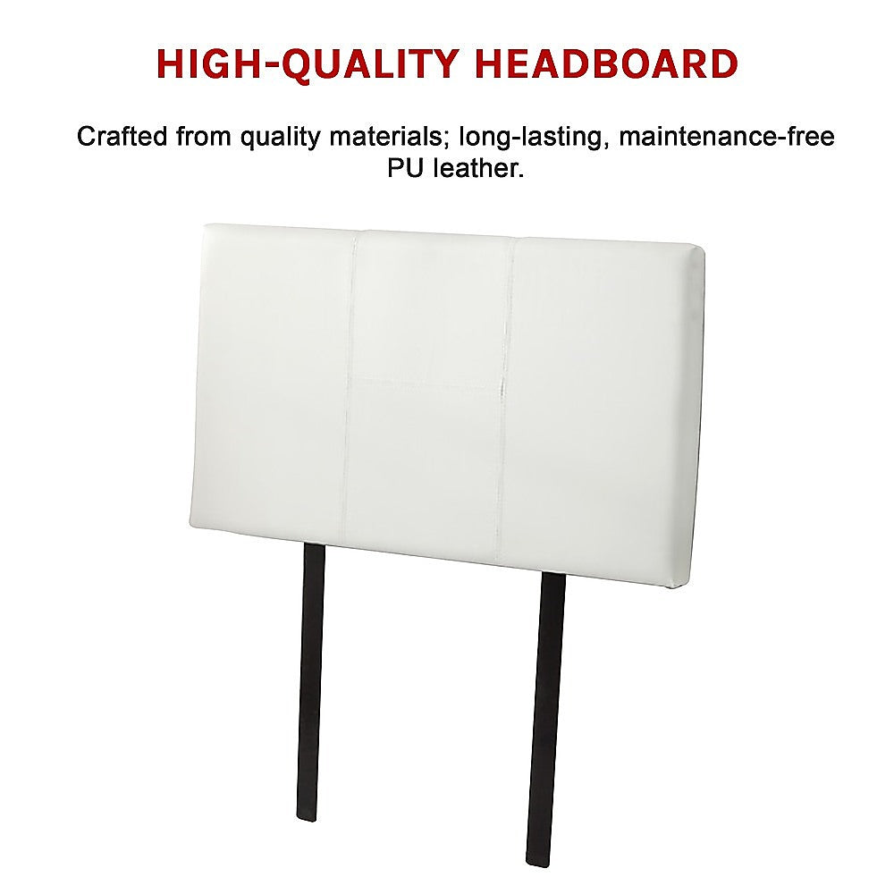 PU Leather Single Bed Headboard Bedhead - White - Cosy Abode