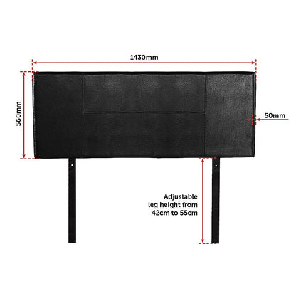PU Leather Double Bed Headboard Bedhead - Black - Cosy Abode