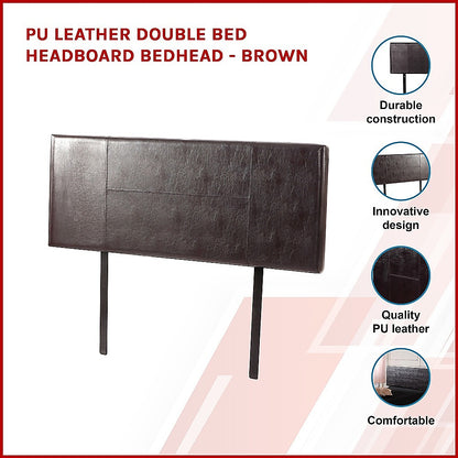 PU Leather Double Bed Headboard Bedhead - Brown - Cosy Abode