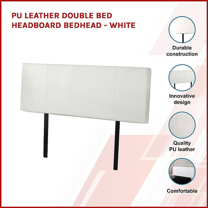 PU Leather Double Bed Headboard Bedhead - White - Cosy Abode