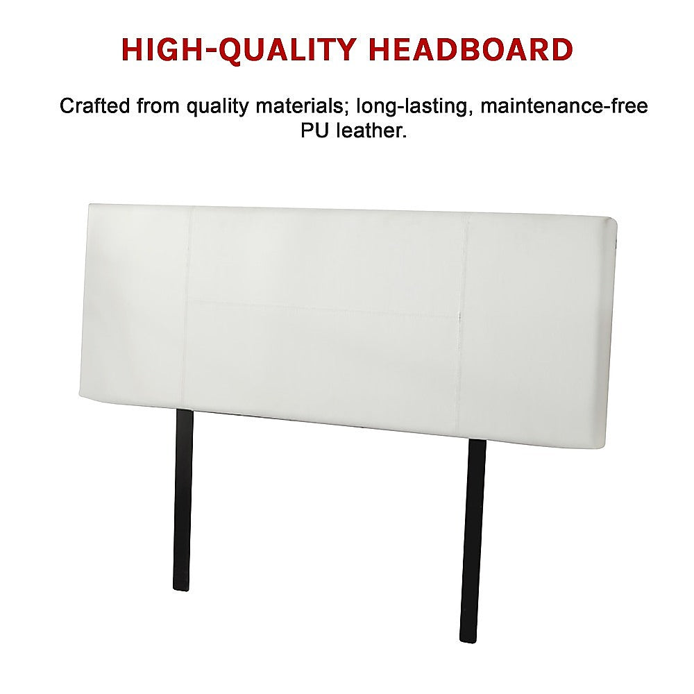 PU Leather Double Bed Headboard Bedhead - White - Cosy Abode