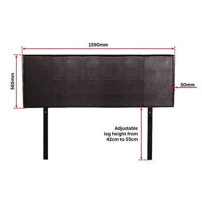 PU Leather Queen Bed Headboard Bedhead - Brown - Cosy Abode