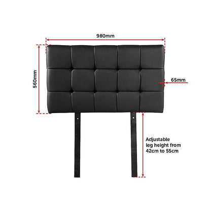 PU Leather Single Bed Deluxe Headboard Bedhead - Black - Cosy Abode