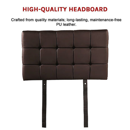 PU Leather Single Bed Deluxe Headboard Bedhead - Brown - Cosy Abode