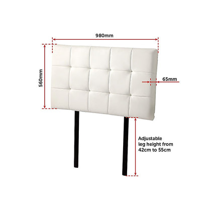 PU Leather Single Bed Deluxe Headboard Bedhead - White - Cosy Abode