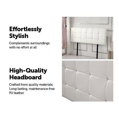 PU Leather Double Bed Deluxe Headboard Bedhead - White - Cosy Abode