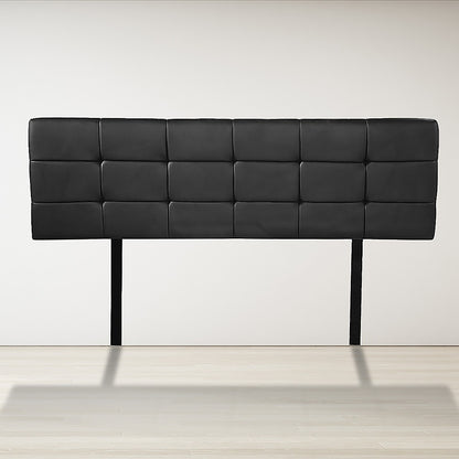 PU Leather Queen Bed Deluxe Headboard Bedhead - Black - Cosy Abode