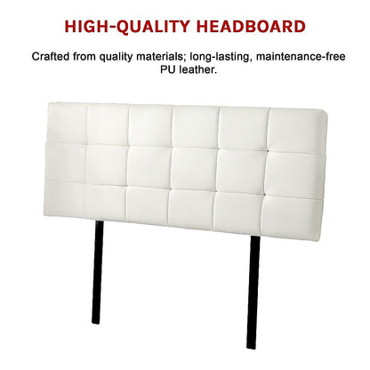 PU Leather Queen Bed Deluxe Headboard Bedhead - White - Cosy Abode