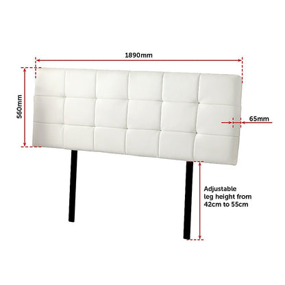 PU Leather King Bed Deluxe Headboard Bedhead - White - Cosy Abode
