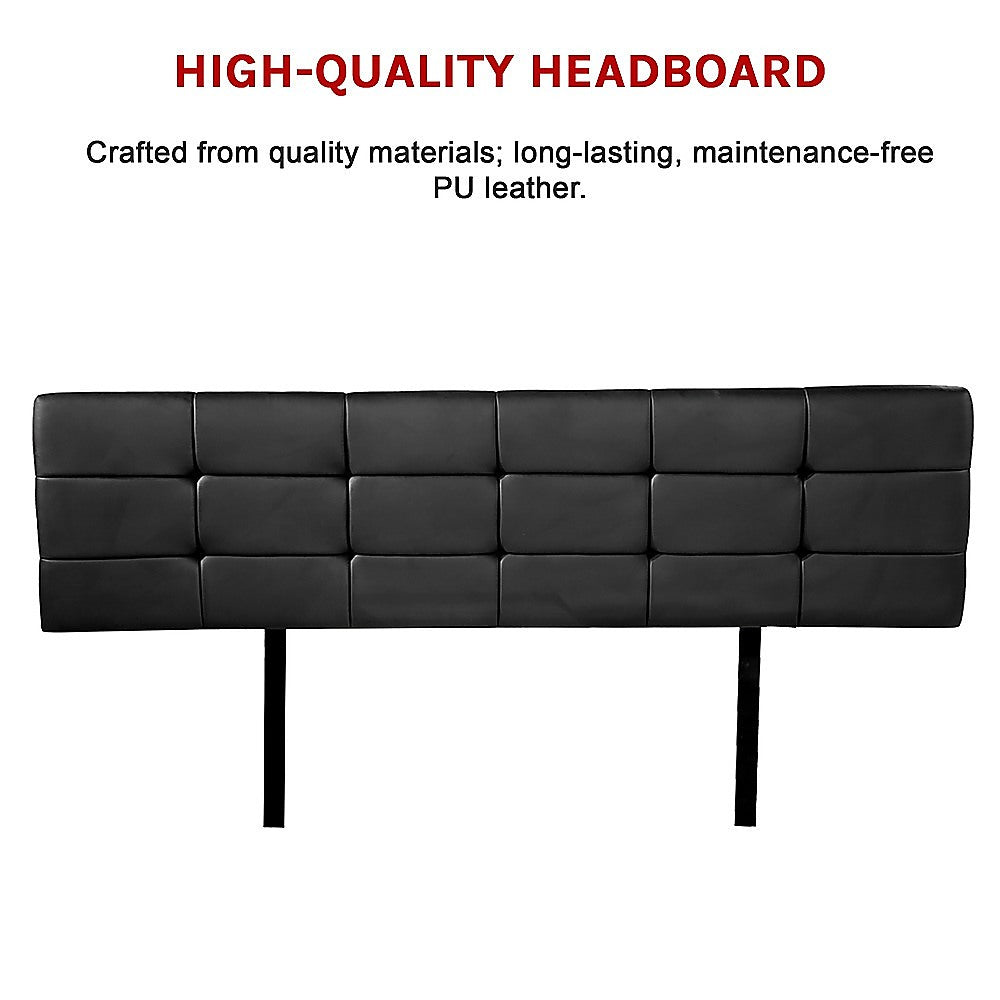 PU Leather King Bed Deluxe Headboard Bedhead - Black - Cosy Abode