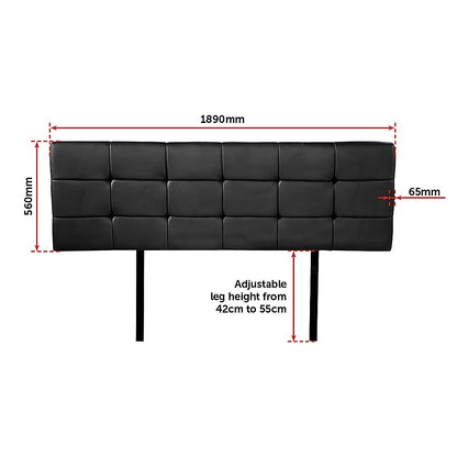 PU Leather King Bed Deluxe Headboard Bedhead - Black - Cosy Abode