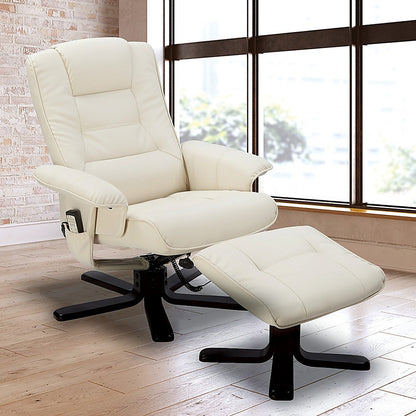 PU Leather Massage Chair Recliner Ottoman Lounge Remote - Cosy Abode