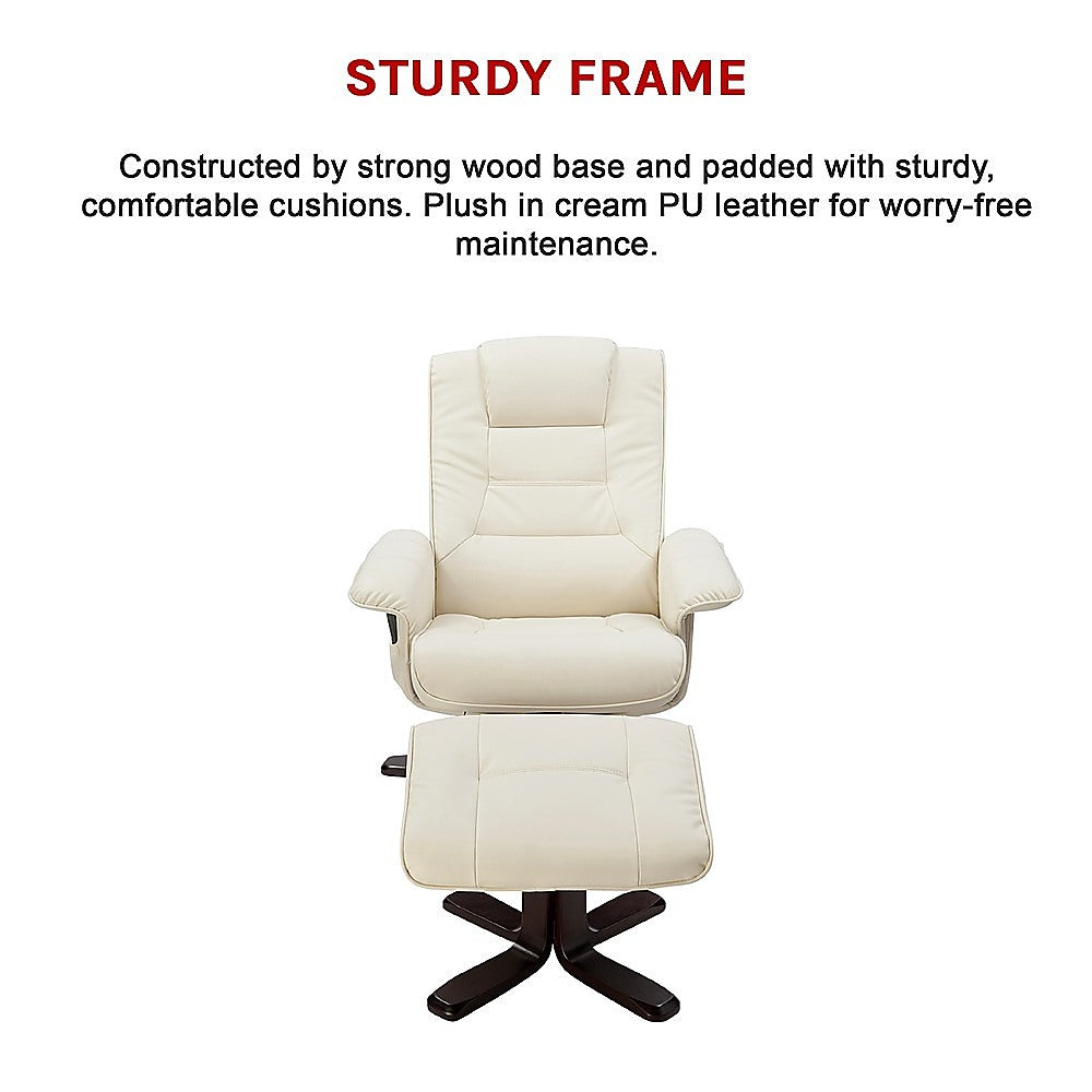 PU Leather Massage Chair Recliner Ottoman Lounge Remote - Cosy Abode