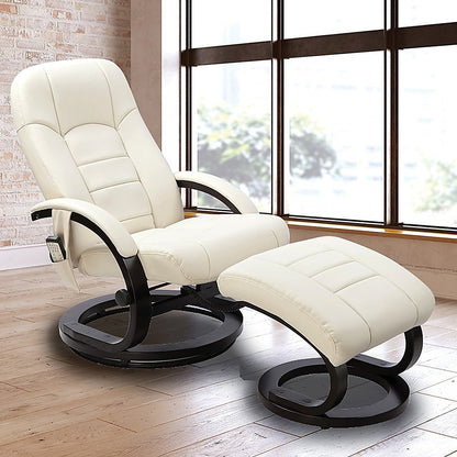 PU Leather Deluxe Massage Chair Recliner Ottoman Lounge Remote - Cosy Abode