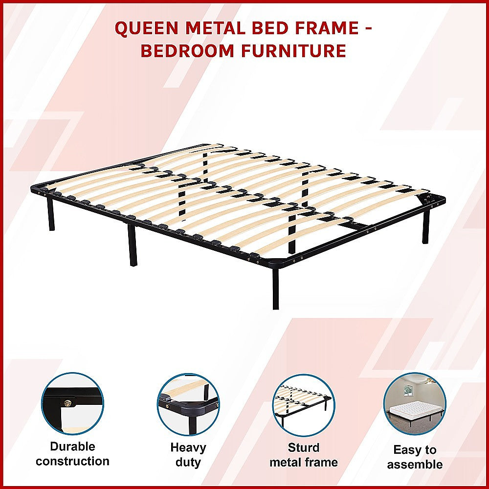 Queen Metal Bed Frame - Bedroom Furniture - Cosy Abode
